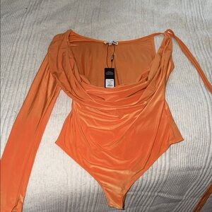 Fashionnova Drape Long Sleeve Bodysuit